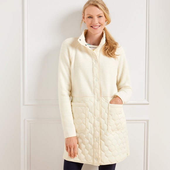 NWT Talbots Cozy Sherpa Women's Cream Quilted Jacket Size Medium - Picture 1 of 12